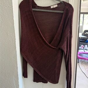 PERFECT FALL SWEATER! Elegant Burgundy Wrap Sweater
